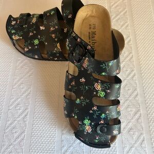 NWB Maibulun Black Rose Strappy Slide Clog Sandals Size‎ 11